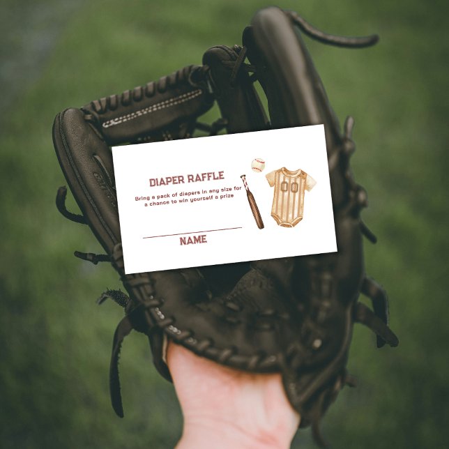 Boho Slugger Baseball Blöja Lotteri Baby Shower  Tilläggskort (Boho Slugger Baseball Diaper Raffle Baby Shower Enclosure Card)