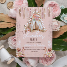 Boho Slumber Party Rosa Elegant Inbjudningar
