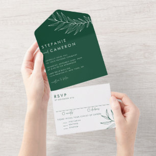 Boho Smaragdgrön Minimalistisk Lövbröllop
