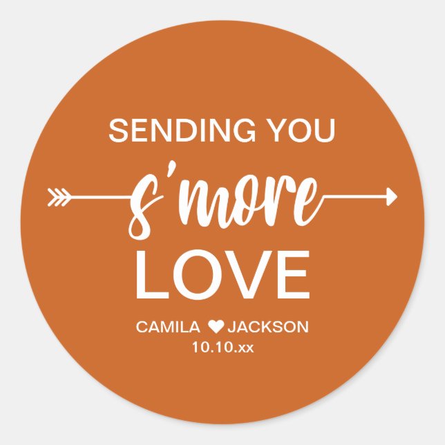 Boho S'more Bröllopsgåva Runt Klistermärke (Framsida)