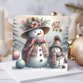 Boho Snö Woman och Child God jul Julkort