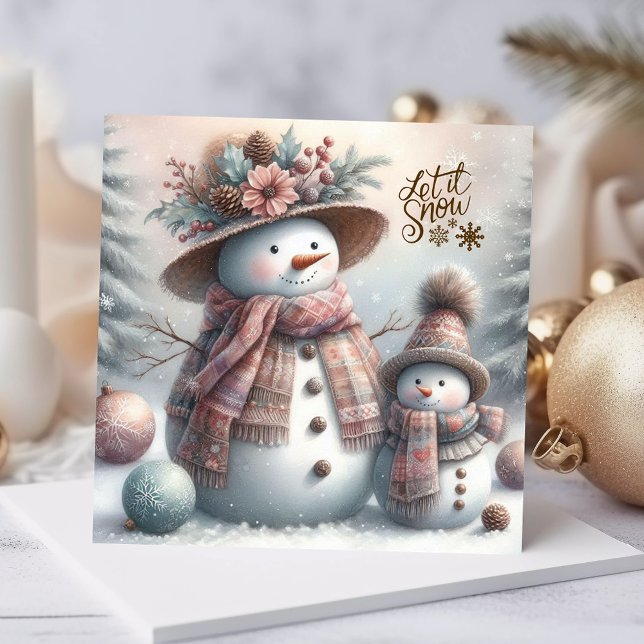 Boho Snö Woman och Child God jul Julkort (Skapare uppladdad)