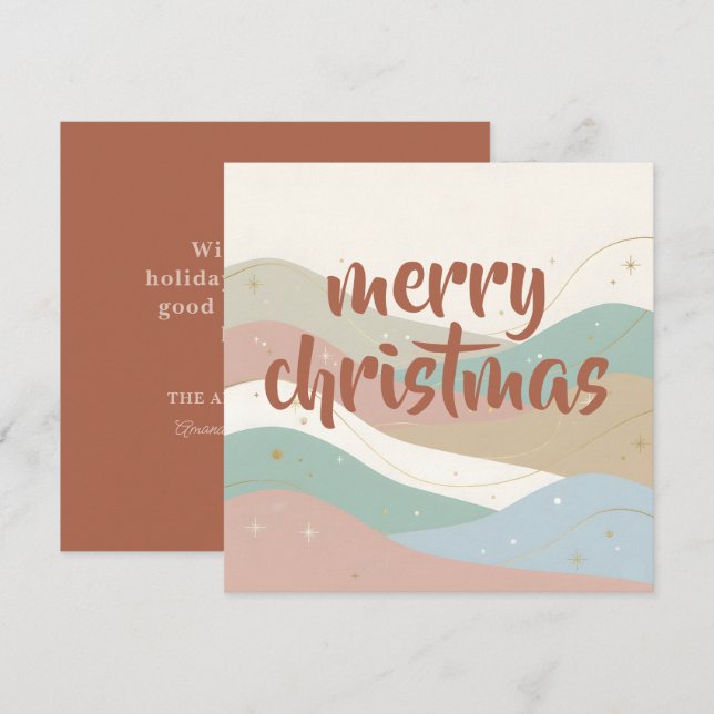Boho Snöig Abstrakt Jul Julkort (Fram/baksida)