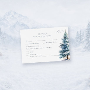 Boho Snöig Berg & Tallbarrs Bröllop RSVP-kort OSA Kort