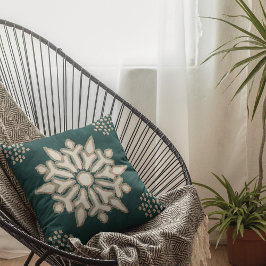 Boho Snowflake Grönt Dekorativ kudde