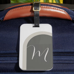 Boho Snyggt Arch med Script Monogram Initial Bagagebricka