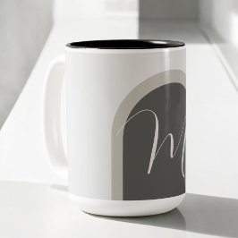 Boho Snyggt Arch med Script Monogram Två-Tonad Mugg