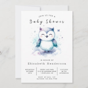 Boho Snyggt Uggla Baby Shower Inbjudningar