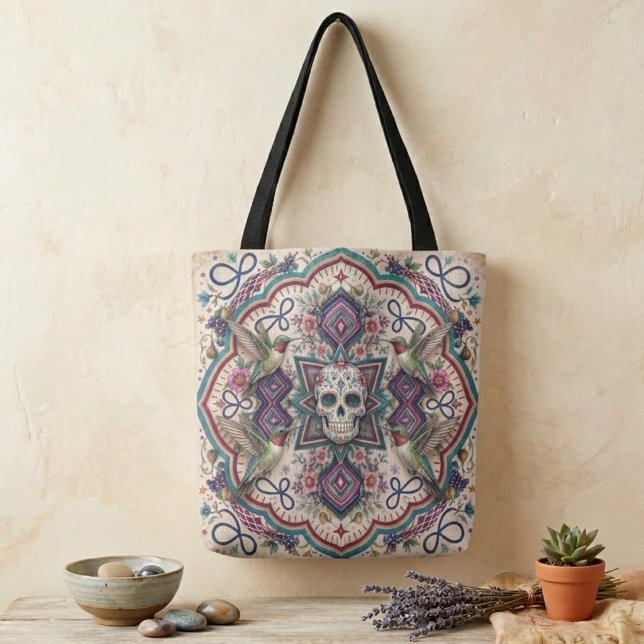 Boho Socker Skalle Folklig Konst  Tygkasse (Skapare uppladdad)