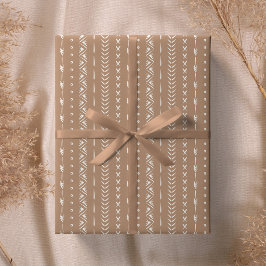 Boho södra geometrisk randig varm neutral tan presentpapper