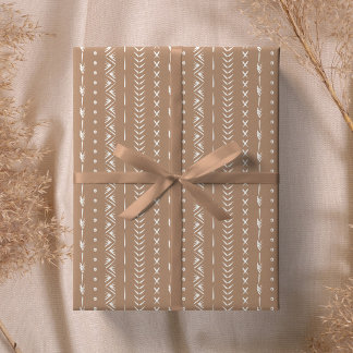 Boho södra geometrisk randig varm neutral tan presentpapper