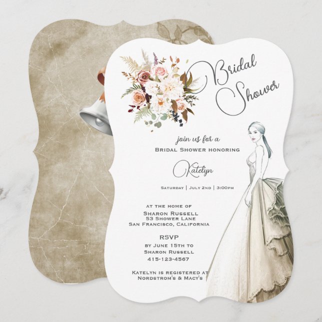 Boho Soft Färgad Ro Flowers Möhippa (Fram/baksida)