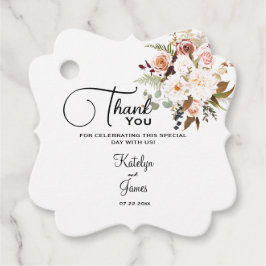 Boho Soft Färgad Ro/White Flowers Bröllop Gåvor Etiketter