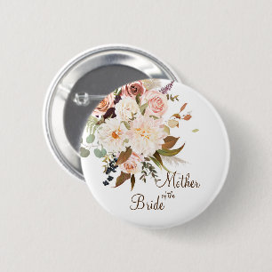 Boho Soft Färgad Ro/White Flowers Bröllop Knapp