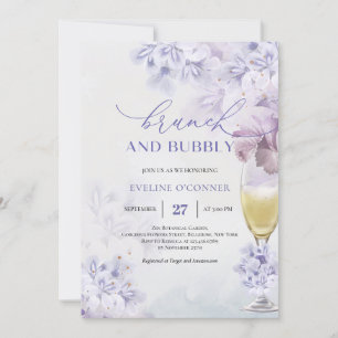 Boho Soft lila champagne glass brunch och bubbla Inbjudningar