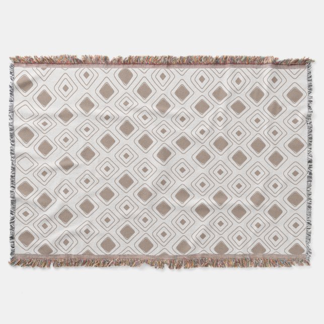 Boho Soft Neutralt Tribal Geometric Aztec Mönster Filt (Framsidan)