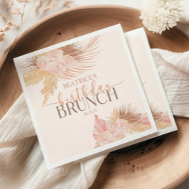 Boho Soft Rosa Blommigt Flower Birthday Brunch Par Pappersservett