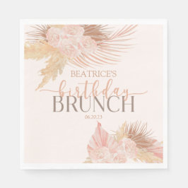 Boho Soft Rosa Blommigt Flower Birthday Brunch Par Pappersservett