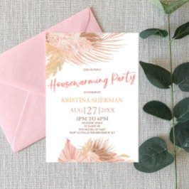 Boho Soft Rosa Blommigt Flower Houseuppvärmning Pa Inbjudningar