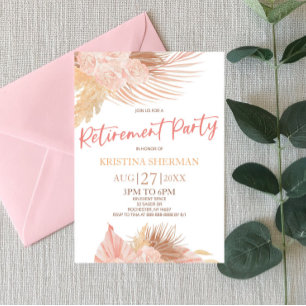 Boho Soft Rosa Blommigt Flower Pension Party Inbjudningar