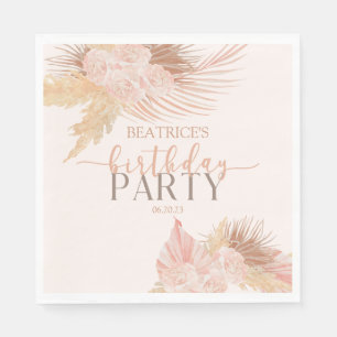 Boho Soft Rosa Blommigt Flowers Födelsedagsfest Pappersservett