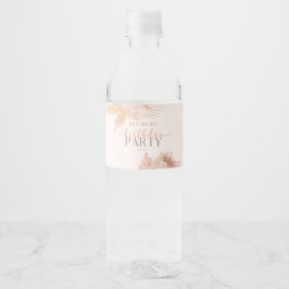Boho Soft Rosa Blommigt Flowers Födelsedagsfest Vattenflaskor Etikett