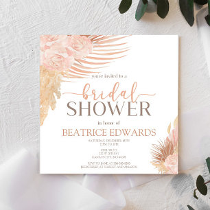 Boho Soft Rosa Blommigt Flowers Möhippa Inbjudningar