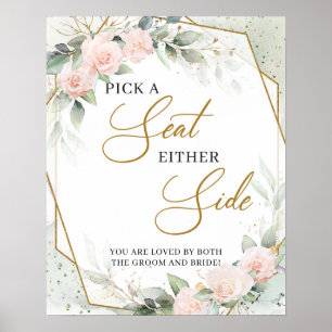 Boho soft rosa ros guld Plocka en sittplats på båd Poster