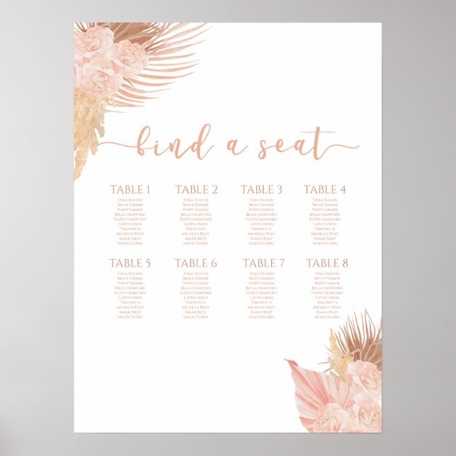 Boho Soft Rosa Sittdiagram Poster (Framsidan)