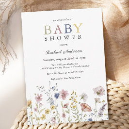 Boho Soft WildblomBaby Shower Inbjudningar