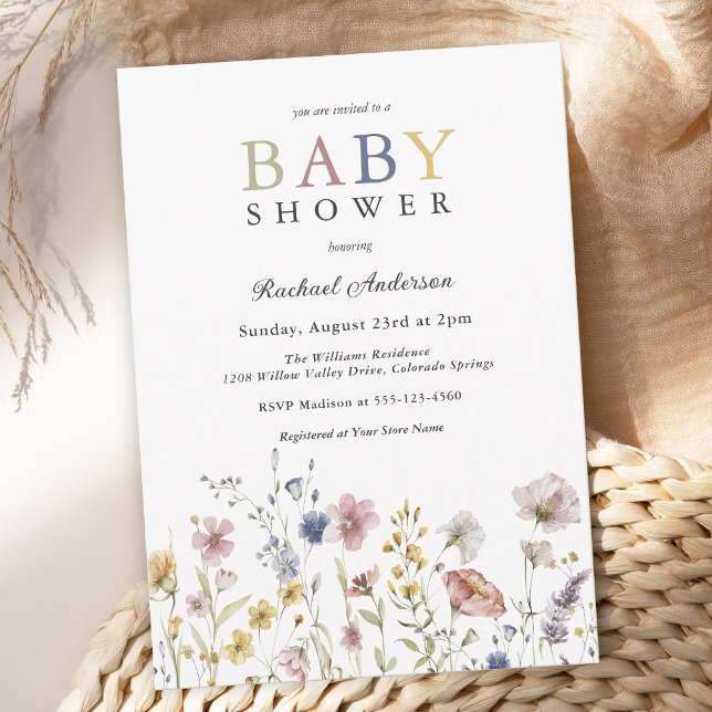 Boho Soft WildblomBaby Shower Inbjudningar (Skapare uppladdad)