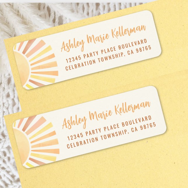 Boho Sol Återvändningsadress Returadress Etikett (Boho Sun Return Address Label )