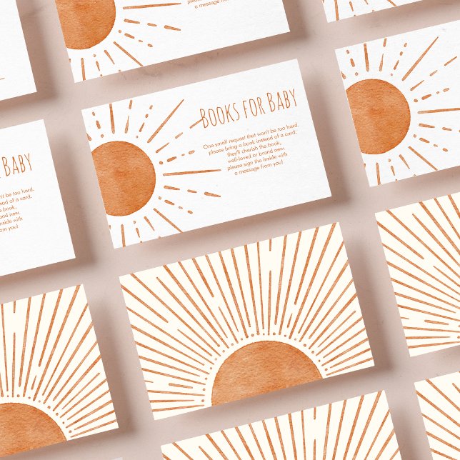 Boho Sol Baby Shower Bokar för Baby Card Anteckningskort (Skapare uppladdad)