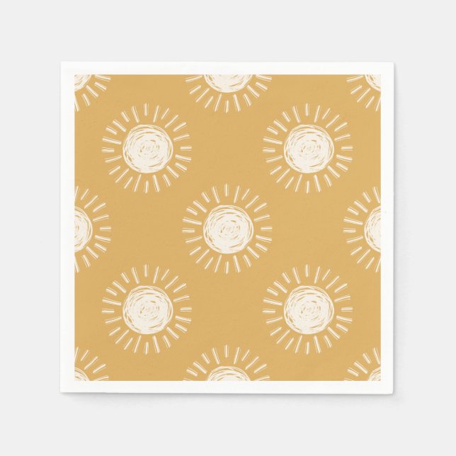 Boho Sol Baby Shower Papper Napkins Pappersservett (Framsidan)