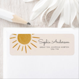Boho Sol Baby Shower Returadress Etikett