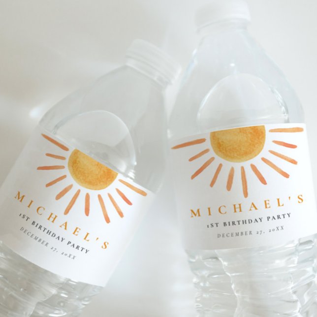 Boho Sol Birthday Vattenflaskor Etikett (Skapare uppladdad)