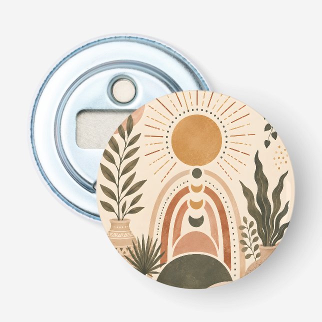 Boho Sol & Botanisk Konst Flasköppnare (Framsidan)