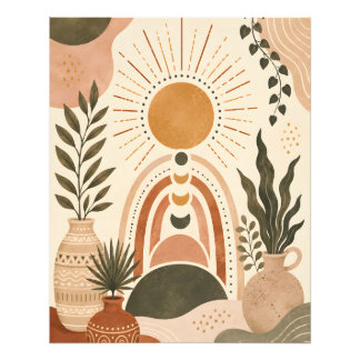 Boho Sol & Botanisk Konst Fototryck