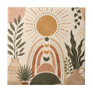 Boho Sol & Botanisk Konst Kakelplatta