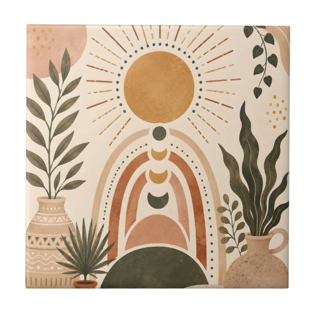 Boho Sol & Botanisk Konst Kakelplatta (Framsidan)