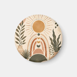 Boho Sol & Botanisk Konst Magnet