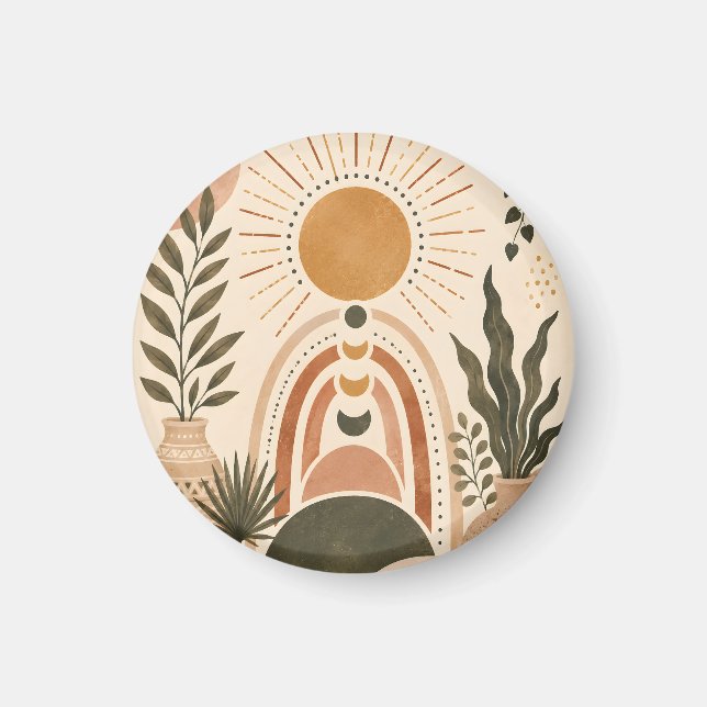 Boho Sol & Botanisk Konst Magnet (Framsidan)