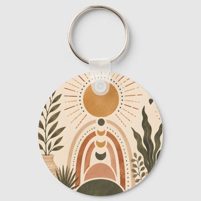 Boho Sol & Botanisk Konst Nyckelring (Framsida)