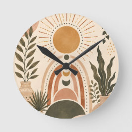 Boho Sol & Botanisk Konst Rund Klocka