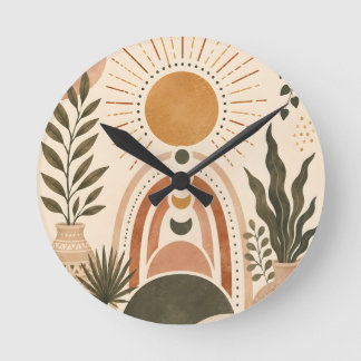 Boho Sol & Botanisk Konst Rund Klocka