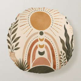 Boho Sol & Botanisk Konst Rund Kudde