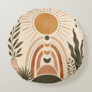 Boho Sol & Botanisk Konst Rund Kudde