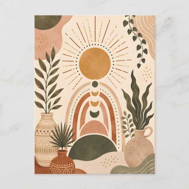 Boho Sol & Botanisk Konst Vykort (Framsida)