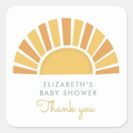 Boho Sol Colorful Baby Shower Fyrkantigt Klistermärke