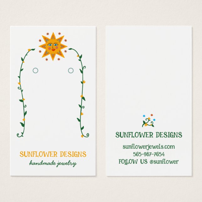 BOHO SOL Flowers Earring Jewelry Visning Card Visitkort (Framsida & baksida)